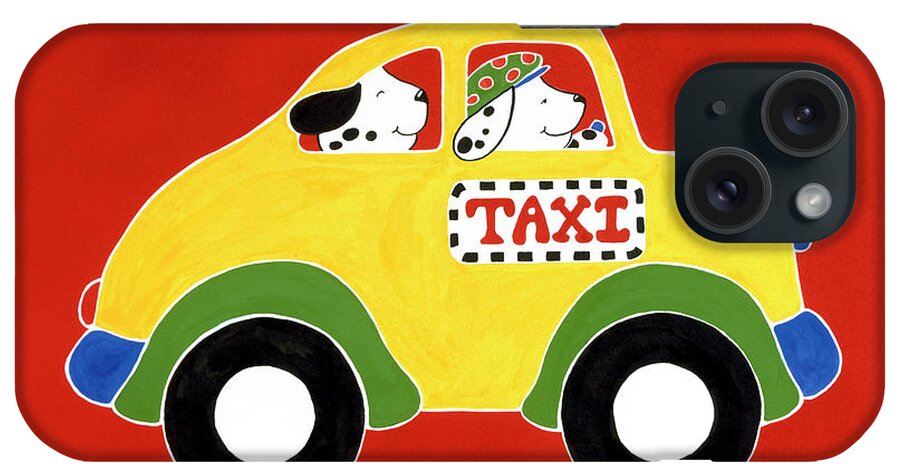 Taxi With Dogs
Red Background iPhone Case featuring the painting Taxi! by Shelly Rasche