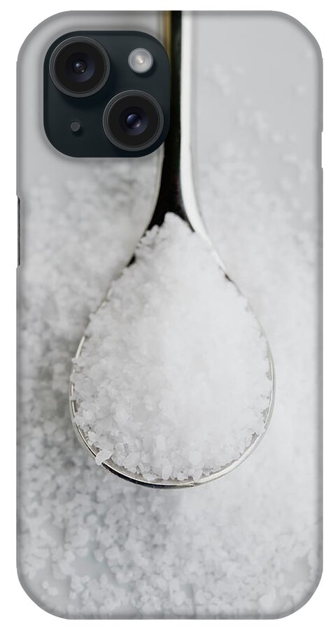 White Background iPhone Case featuring the photograph Teaspoon With Salt, Close Up by Inti St. Clair
