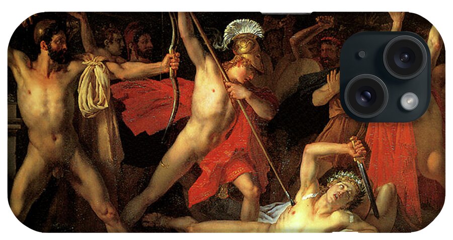 Leon Louis Vincent Paliere iPhone Case featuring the painting Telemachus killing the Suitors by Leon Louis Vincent Paliere
