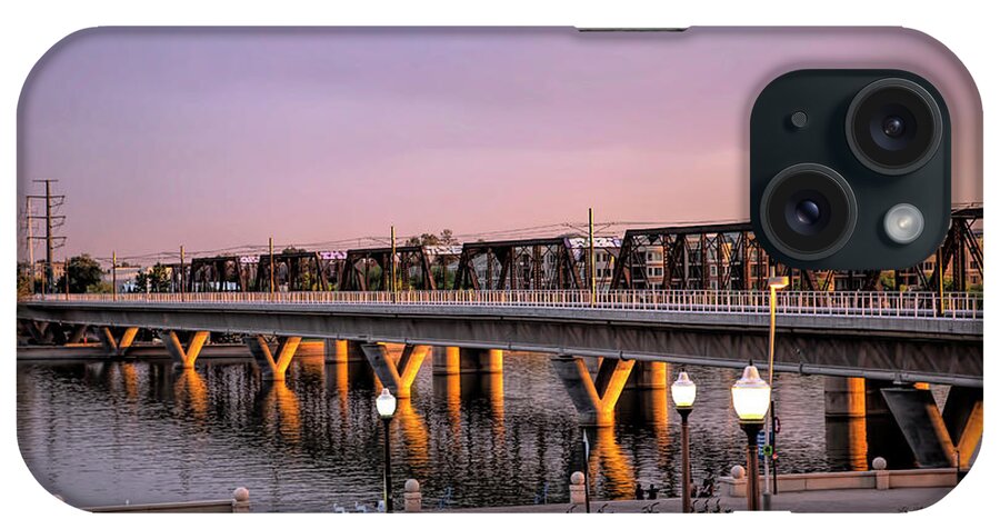 Tempe iPhone Case featuring the photograph Tempe Train Bridge at Dusk by Elisabeth Lucas
