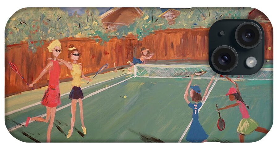 Tennis Girls iPhone Case featuring the painting Tennis Girls by Patty Donoghue