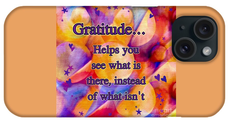 Text Art Gratitude iPhone Case featuring the digital art Text Art Gratitude by Laurie's Intuitive
