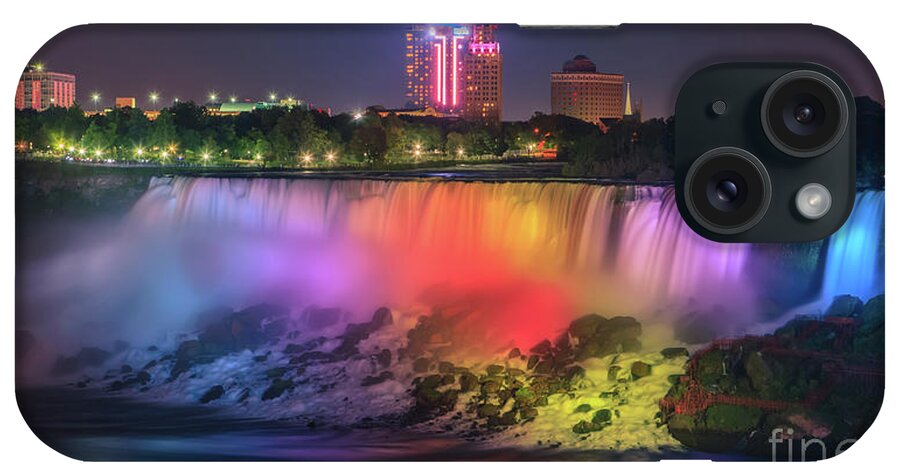 Majestic iPhone Case featuring the photograph The American Falls at Niagara Falls at twilight. by Henk Meijer Photography