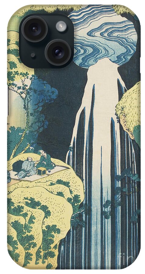 Hokusai iPhone Case featuring the painting The Amida Waterfall in the Province of Kiso by Hokusai
