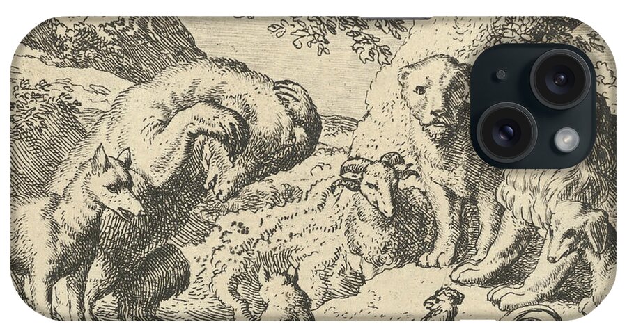 17th Century Art iPhone Case featuring the relief The Bear Seeks Justice from the Lion Against Renard by The Bear Seeks Justice from the Lion Against Renard
