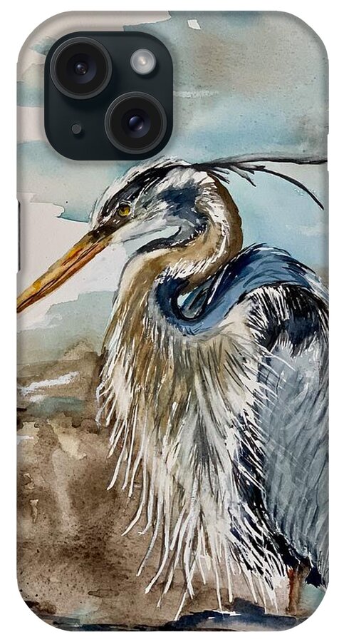  iPhone Case featuring the painting The bird by Diane Ziemski