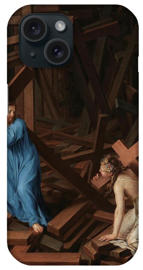 Anonymous iPhone Case featuring the painting 'The Christian Soul accepts the Cross'. Ca. 1630. Oil on canvas. by Anonymous