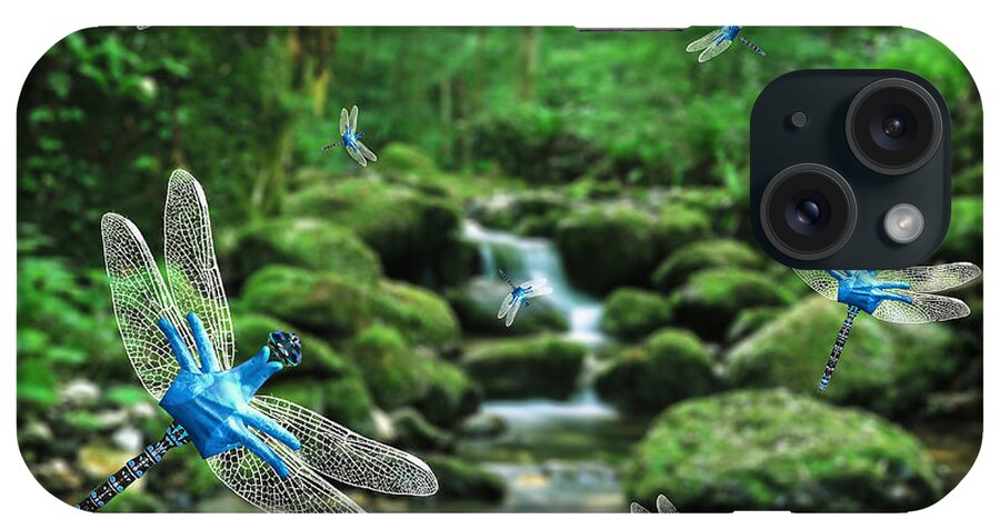 Dragonfly Asl De'via Deaf Signs Hand Stream Dragonflies iPhone Case featuring the digital art The Dance of Dragonflies by Paul Scearce