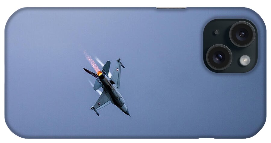 Air Force iPhone Case featuring the photograph The Danish F-16 Fighting Falcon in high speed action with the af by Torbjorn Swenelius