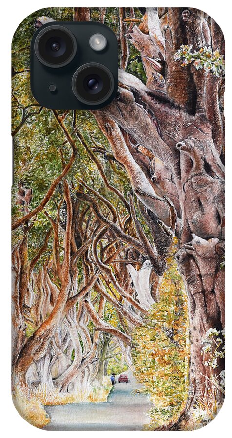 Trees iPhone Case featuring the painting The Dark Hedges by Wendy Keeney-Kennicutt