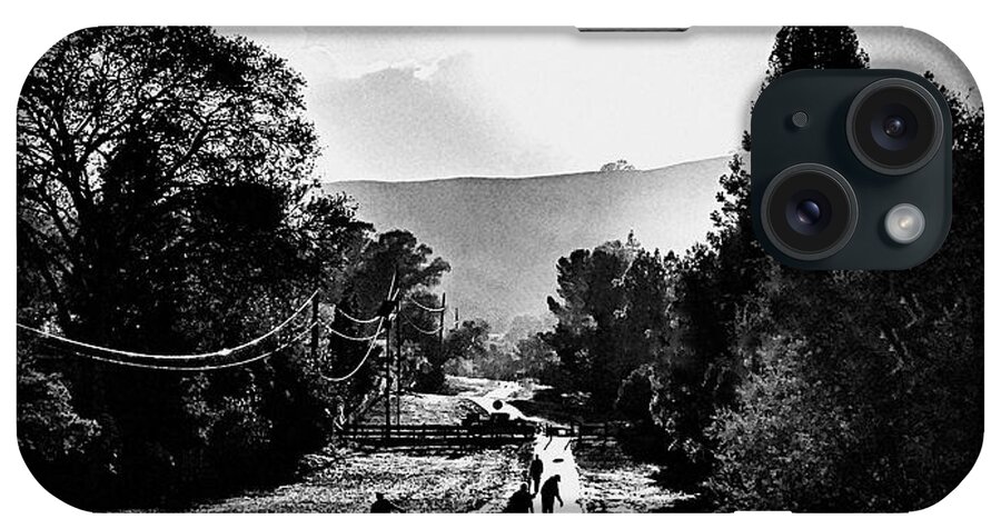 Black And White iPhone Case featuring the photograph The Dog Walkers by Brad Hodges