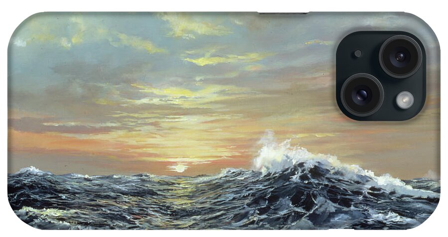 Sun Setting On Ocean iPhone Case featuring the painting The Endless Sea by Jack Wemp