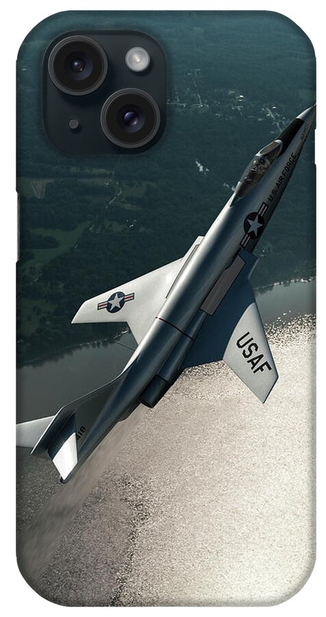 U.s. Air Force F-101 Voodoo iPhone Case featuring the digital art The F-101A Voodoo Climbing Out by Erik Simonsen