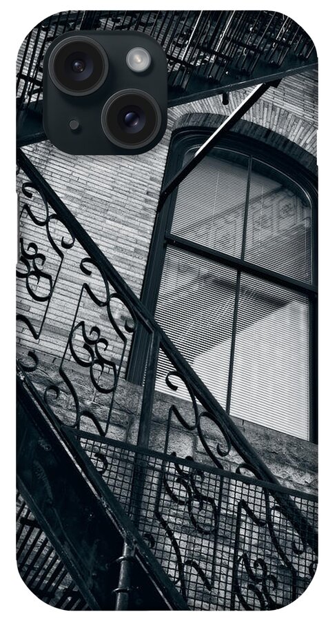 Black And White iPhone Case featuring the photograph The Fire Escape by Judi Kubes