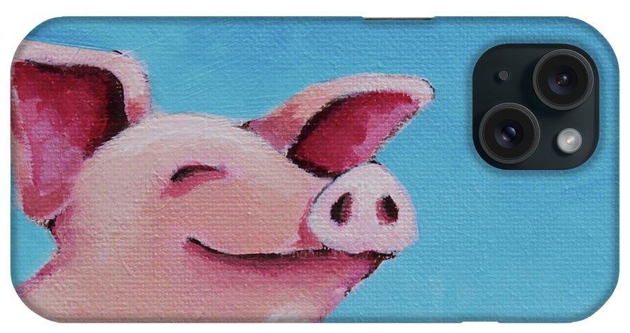 Pig iPhone Case featuring the painting The happiest Pig by Lucia Stewart