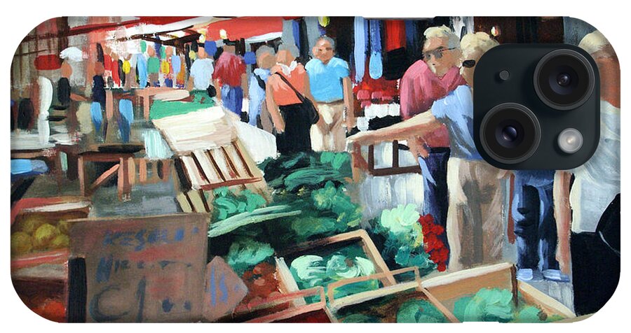The Italian Fruit Market iPhone Case featuring the painting The Italian Fruit Market by Anthony Falbo