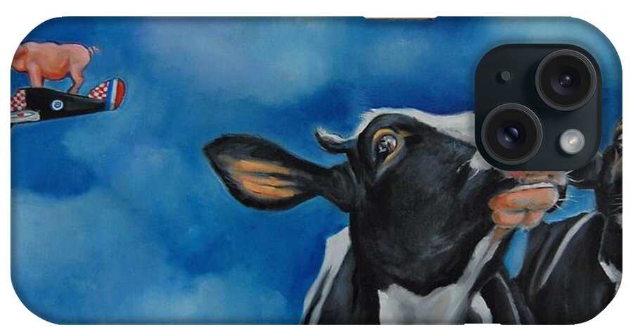 Bovine iPhone Case featuring the painting The Last Great Escape by Jean Cormier
