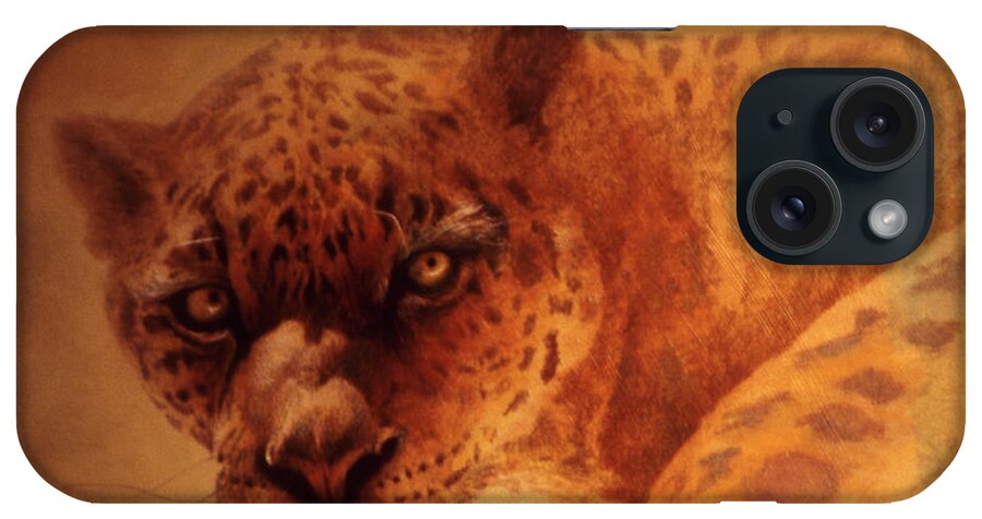 The Leopard iPhone Case featuring the painting The Leopard by Denton Lund