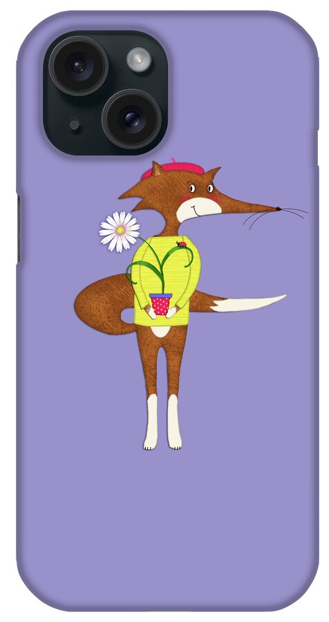 Fox iPhone Case featuring the digital art The Letter F for French Fox by Valerie Drake Lesiak