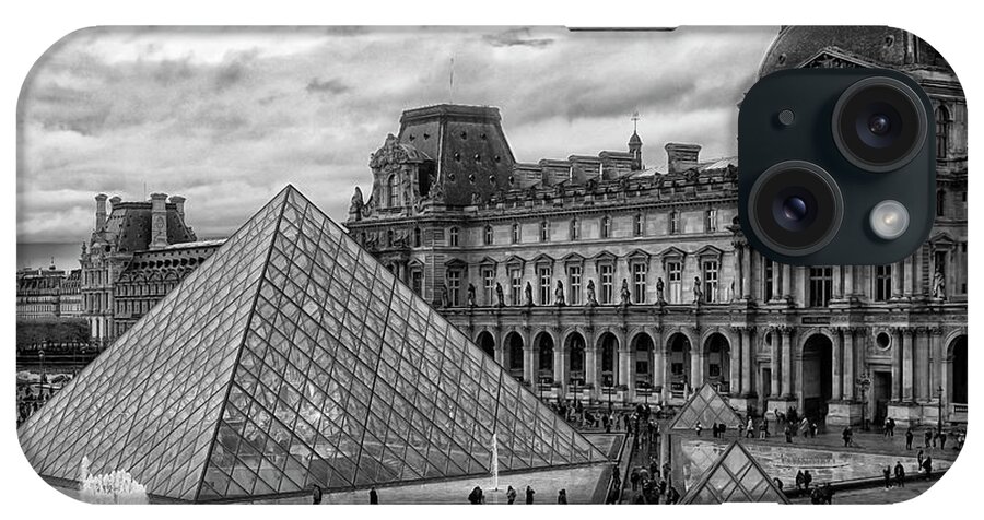 Wayne Moran Photography iPhone Case featuring the photograph The Louvre Palace BW The Louvre Museum Paris France Musee du Louvre by Wayne Moran