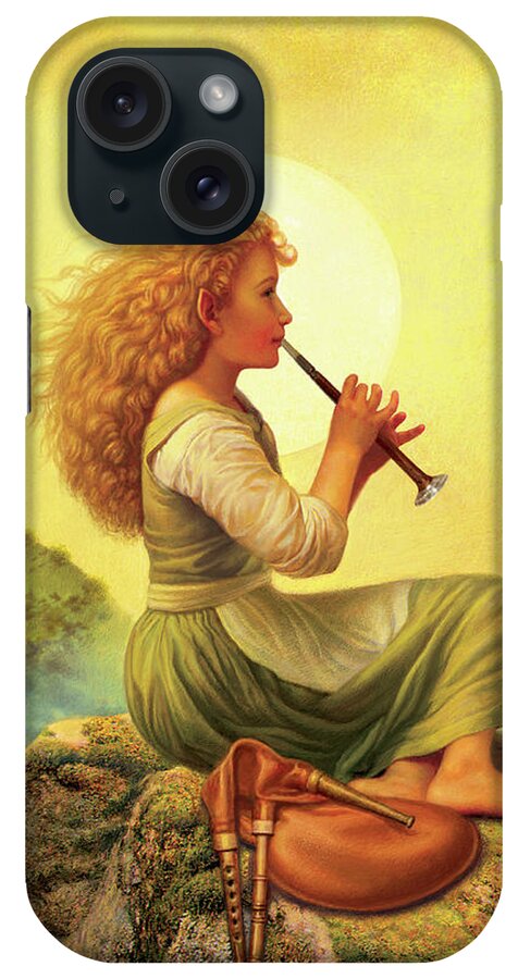 Woman Playing Flute On The Moors iPhone Case featuring the painting The Moor Child by Dan Craig