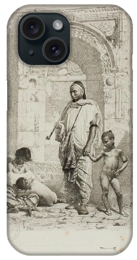 Maria Fortuny iPhone Case featuring the painting 'The Moroccan Family', 1916, Spanish School, Paper, 234 mm x 142 mm, G01... by Mariano Fortuny y Marsal -1838-1874-
