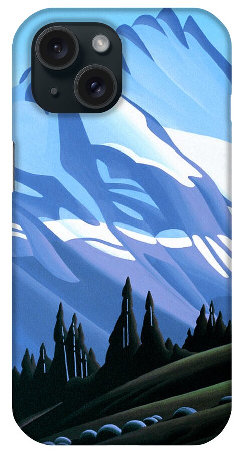 Snow-capped Mountain iPhone Case featuring the painting The Mountain by Ron Parker