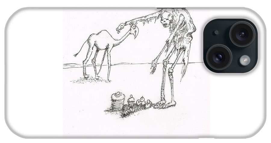 Skeleton iPhone Case featuring the drawing The Offering by Dan Twyman