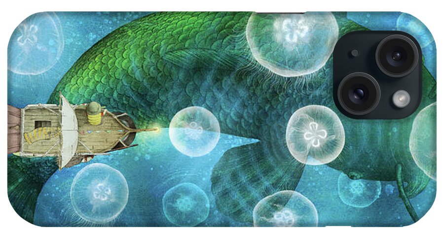 Fish iPhone Case featuring the drawing The Sea of Moon Jellies by Eric Fan