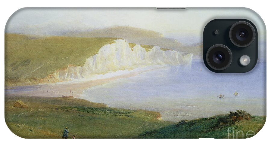 East Sussex iPhone Case featuring the painting The Seven Sisters And The Mouth Of The Cuckmere, 1881 by Henry George Hine