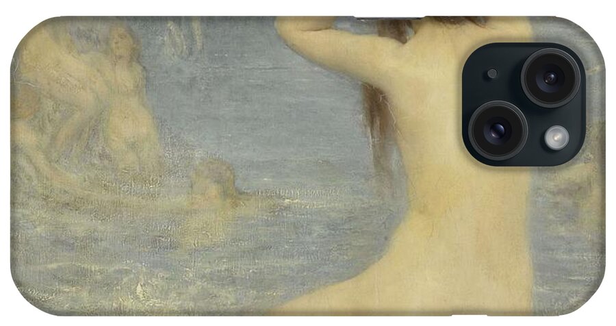 Canvas iPhone Case featuring the painting The Sirens. by John Macallan Swan -1847-1910-