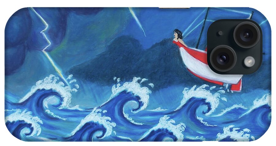 Painting iPhone Case featuring the painting The Tiny Ship Was Tossed by Todd Peterson