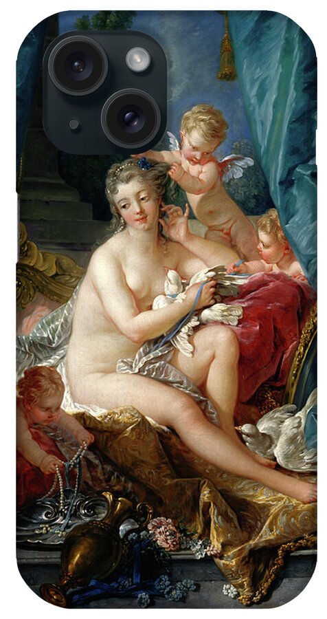 The Toilet Of Venus iPhone Case featuring the painting The Toilet of Venus by Francois Boucher by Rolando Burbon