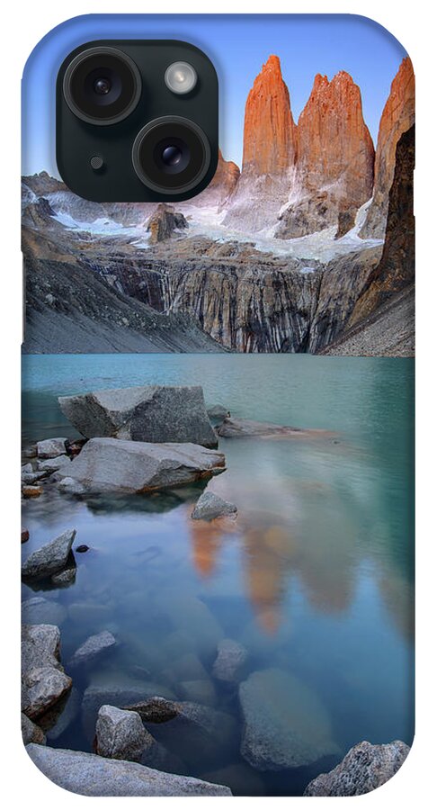Scenics iPhone Case featuring the photograph The Towers Alpenglow by Piriya Photography