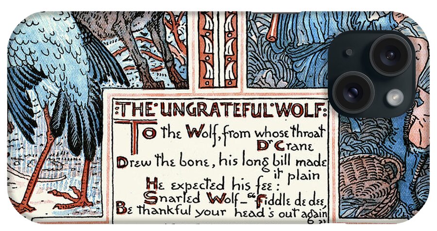 Rhymes iPhone Case featuring the painting The Ungrateful Wolf-The Fisherman and the Fish by Walter Crane