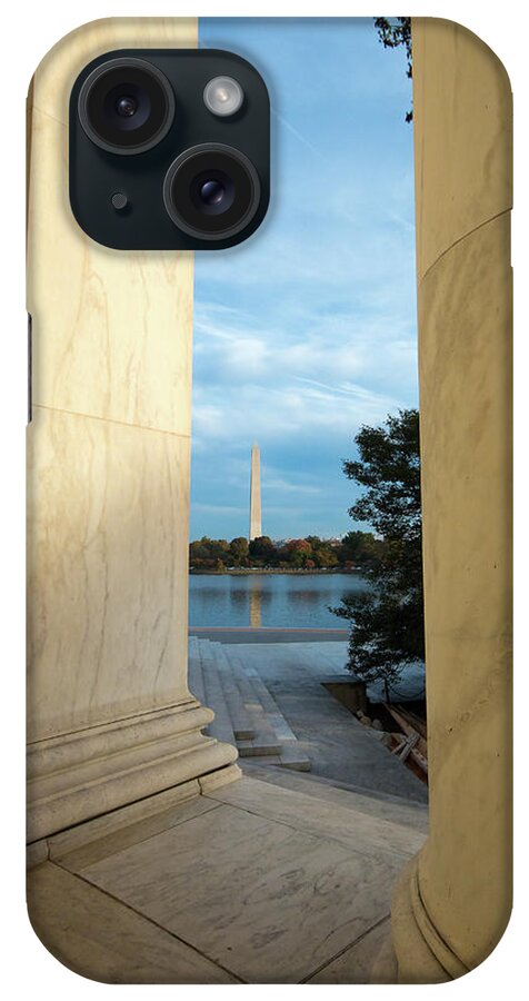 America iPhone Case featuring the photograph The Washington Moument from The Jefferson Memorial by Riccardo Forte