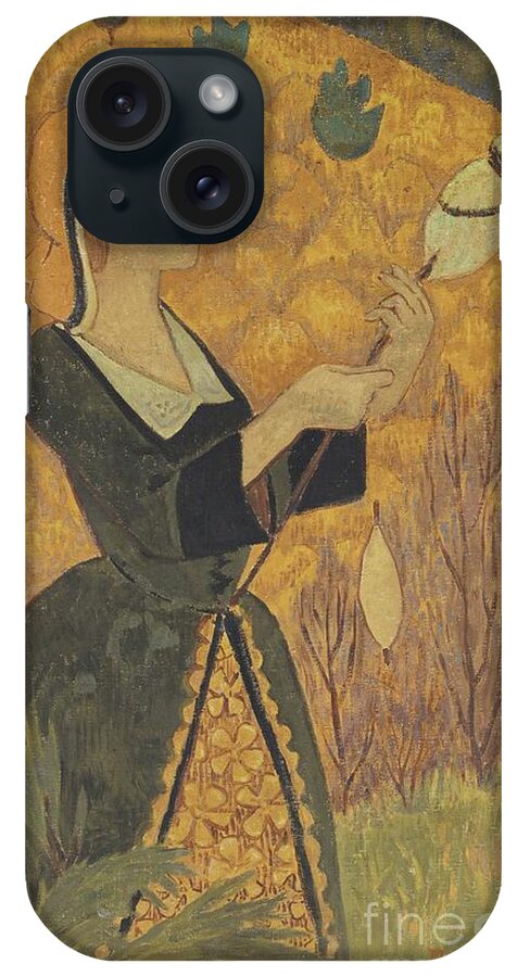 Flax iPhone Case featuring the painting The Yellow Spinner, 1918 by Paul Serusier