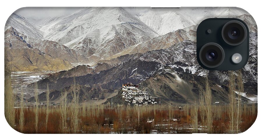 Himalayas iPhone Case featuring the photograph Thikse Monastery & Mountains In Snow by Timothy Allen