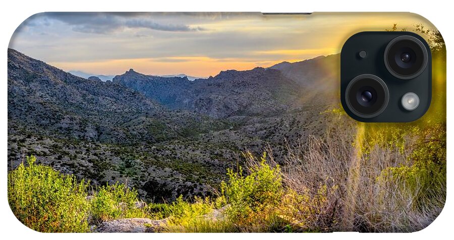 Thimble iPhone Case featuring the photograph Thimble Peak Vista Sun, Tucson, Arizona by Chance Kafka