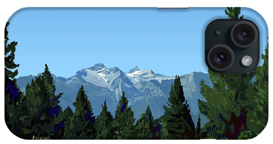 Landscape iPhone Case featuring the painting Three Sisters and Fox by Pam Little