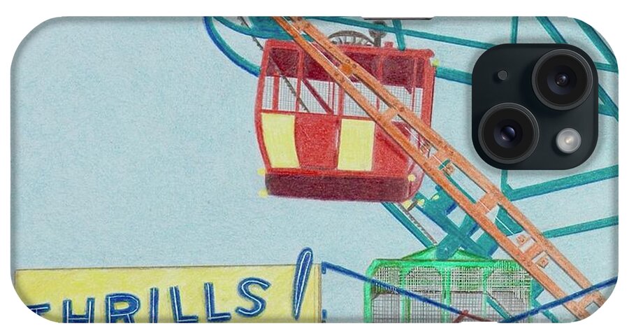 Coney Island iPhone Case featuring the drawing Thrills by Glenda Zuckerman