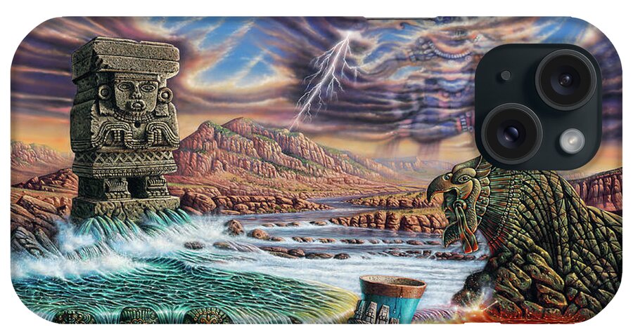 Aztec iPhone Case featuring the painting Thundering Gods by Ricardo Chavez-Mendez