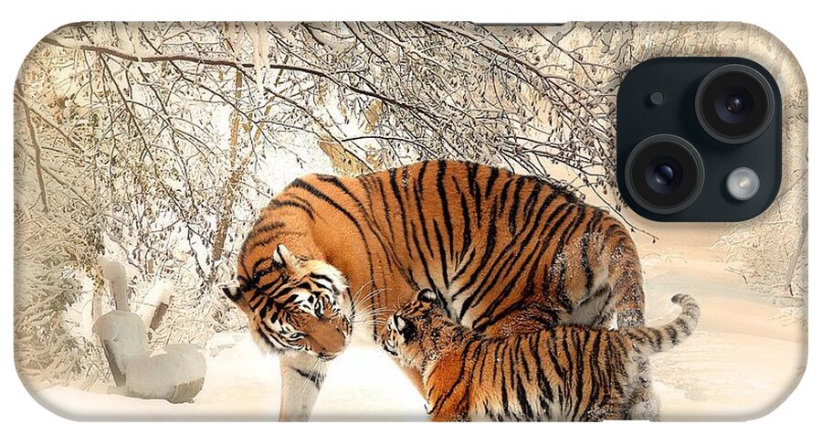  iPhone Case featuring the photograph Tiger family by Top Wallpapers
