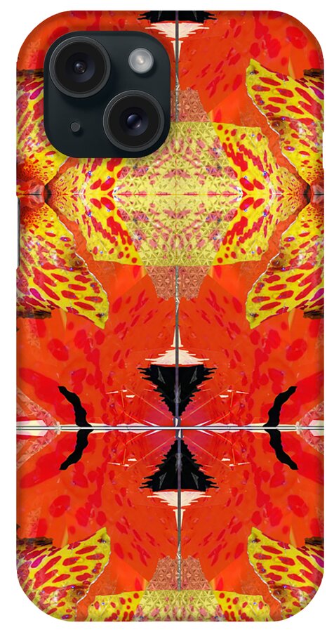 Tiger iPhone Case featuring the digital art Tiger, Lilly, Tapestry, Pink, Yellow by Scott S Baker