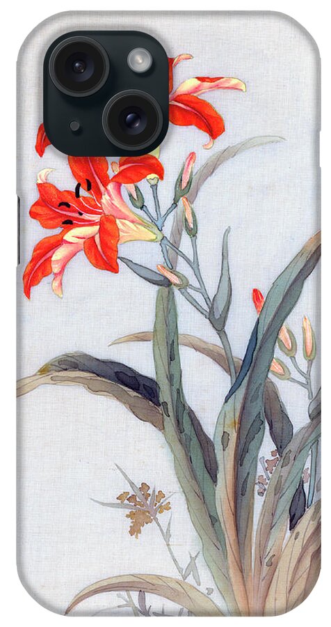 Chikutei iPhone Case featuring the painting Tiger Lily by Chikutei