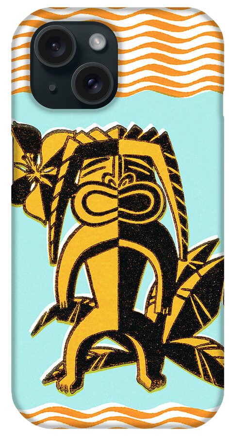Black Magic iPhone Case featuring the drawing Tiki totem by CSA Images