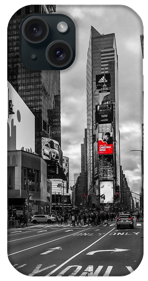 Times Square iPhone Case featuring the photograph Times Square by Chris Montcalmo
