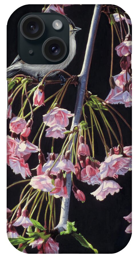 A Titmouse Rests On A Cherry Tree Limb.
Bird iPhone Case featuring the painting Titmouse And Blossoms by Ron Parker
