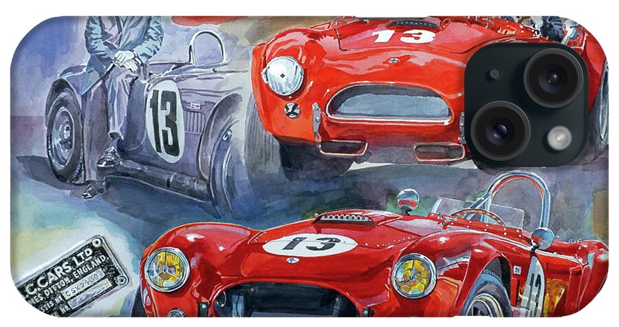 Ac Cobra iPhone Case featuring the painting TOM PAYNE'S No 13 289 COBRA COMPETITION by David Lloyd Glover
