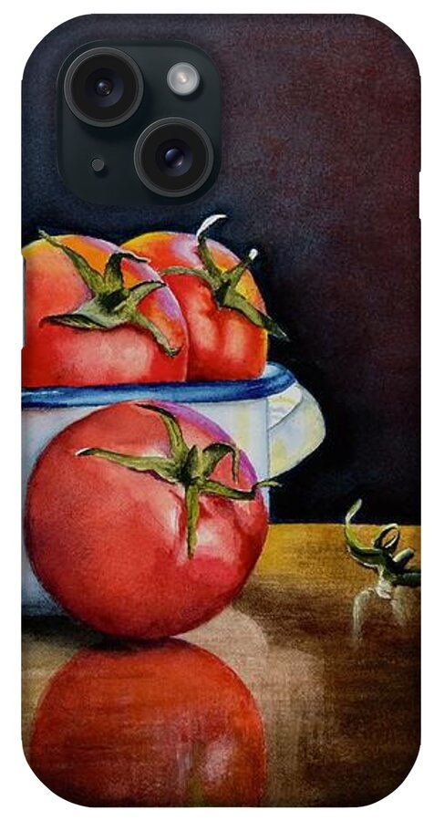 Tomatoes iPhone Case featuring the painting Tomatoes by Jeanette Ferguson